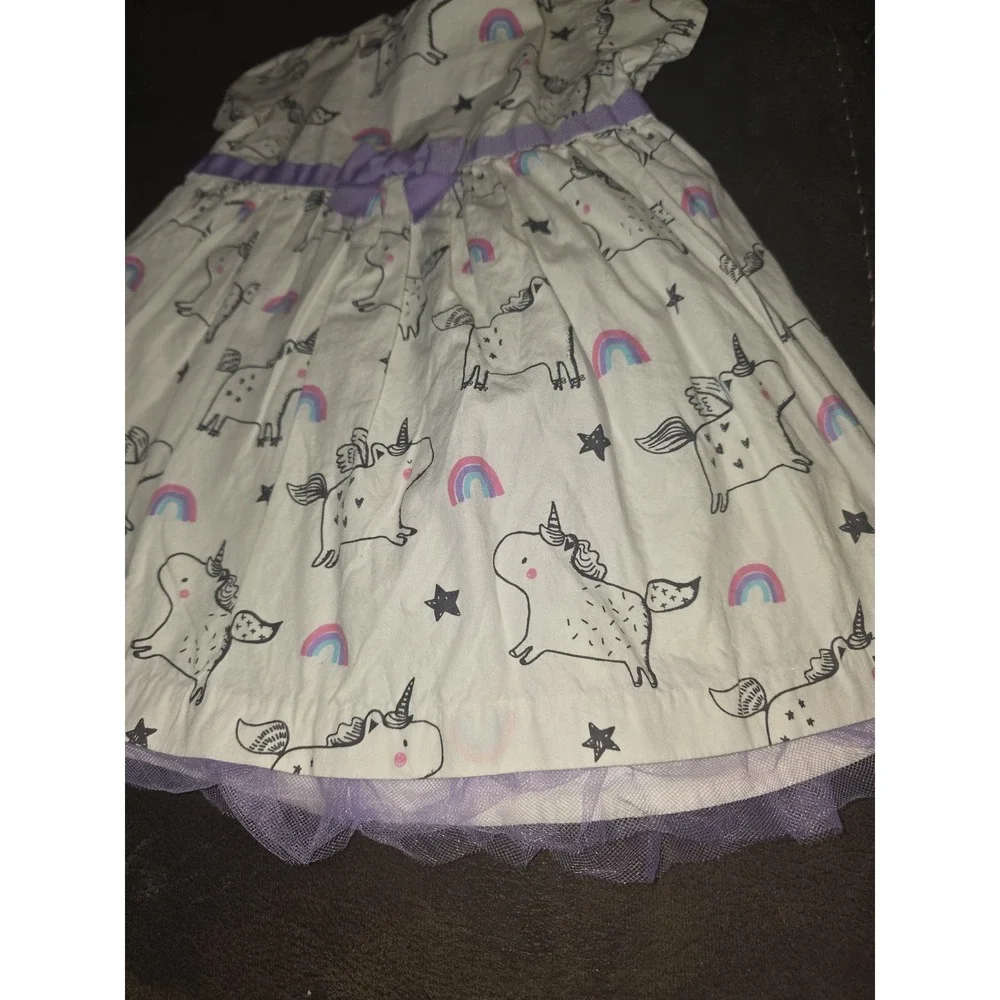 Gymboree Unicorn Rainbow Dress with Purple Bow size 12 18 months
